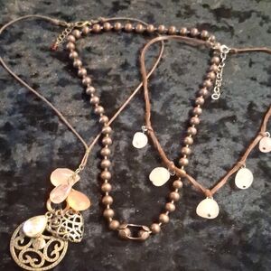 Chic Brown and Pink Necklace with Minimalist Charm